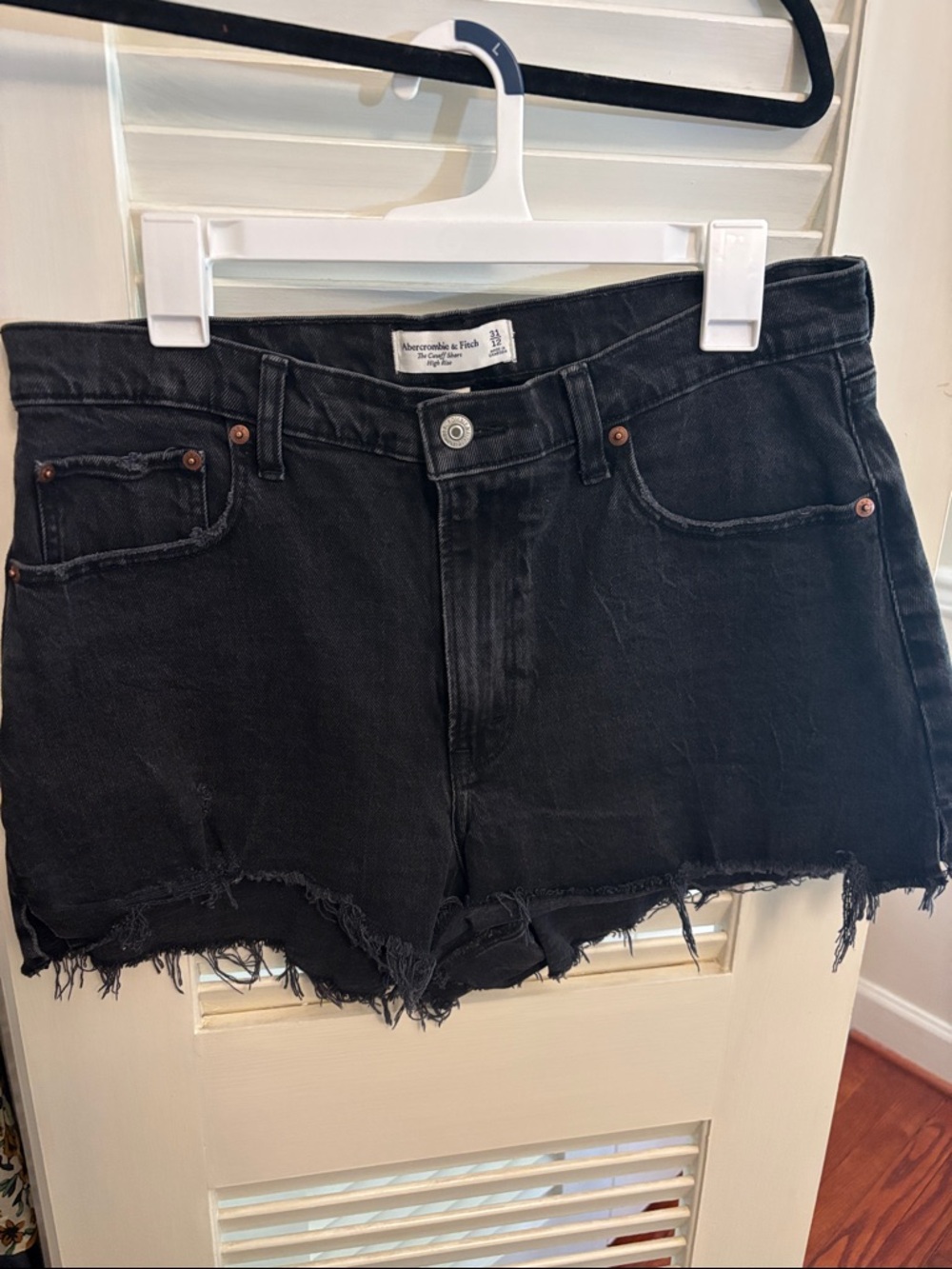 Abercrombie & Fitch Black Frayed Hem Denim Shorts